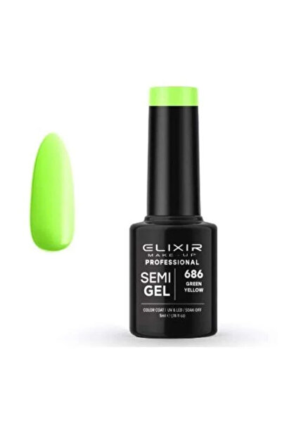 Elixir Επαγγελματικό Ημι-τζελ Ημι-μόνιμο Βερνίκι Νυχιών 686 Πράσινο Κίτρινο Φ...