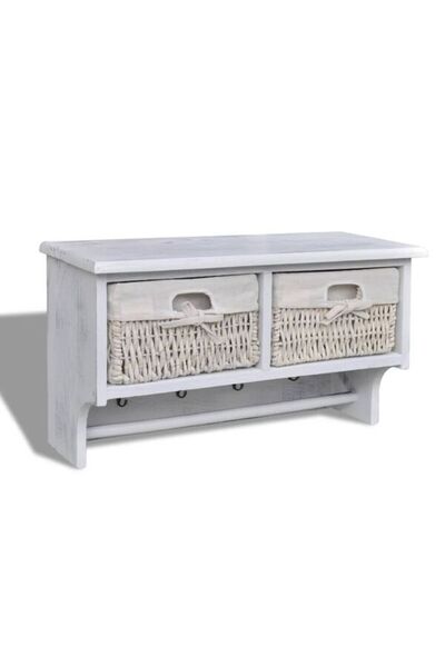 vidaxl Etajeră de perete, albă, 60 x 23.5 x 33 cm, lemn de paulownia