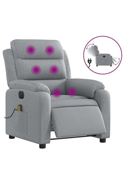 vidaxl Fotoliu electric rabatabil cu masaj, gri deschis, microfibră