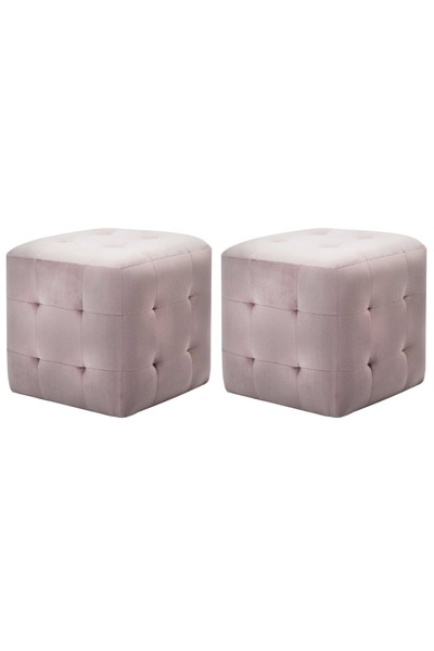 vidaxl Taburet, 2 buc., roz, 30 x 30 x 30 cm, țesătură din catifea
