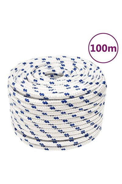 vidaxl Frânghie de barcă, albă, 12 mm, 100 m, polipropilenă