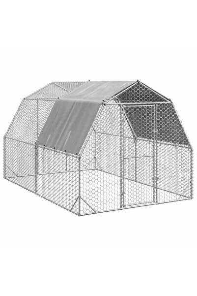 vidaxl Coteț de găini cu acoperiș 2.5 x 4 x 2.25 m din oțel galvanizat