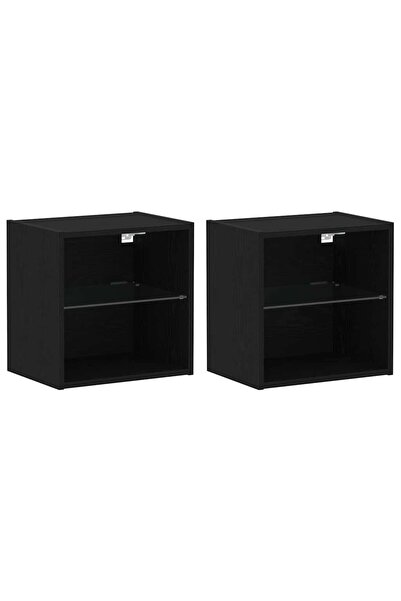 vidaxl Raft flotant cu lumină LED 2 pcs Negru 40 x 28,5 x 40 cm