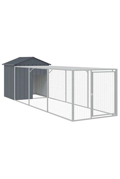 vidaxl Coteț de găini cu țarc antracit 117 x 405 x 123 cm oțel galvanizat