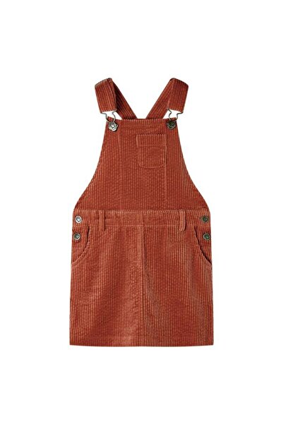 vidaxl Rochie salopetă pentru copii, catifea, cognac, 116