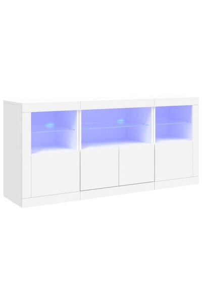 vidaxl Comodă cu lumini LED, albă, 142,5 x 37 x 67 cm