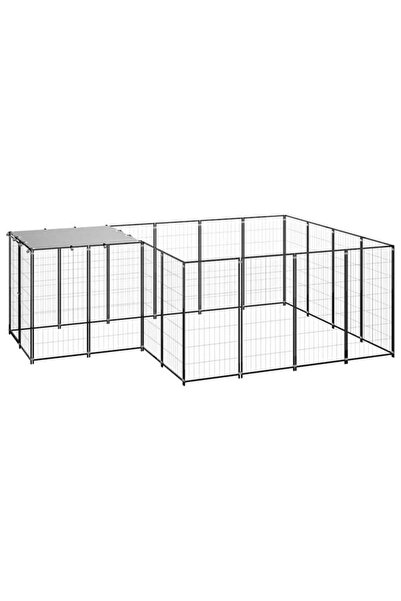 vidaxl Țarc pentru câini, negru, 6.05 m², oțel