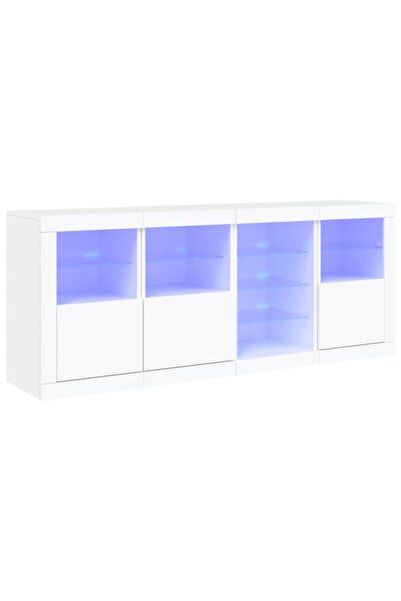 vidaxl Comodă cu lumini LED, albă, 164 x 37 x 67 cm