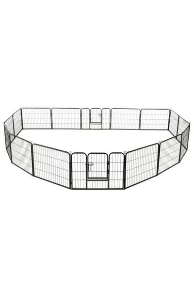 vidaxl Țarc pentru câini, 16 panouri, oțel, 60 x 80 cm, negru