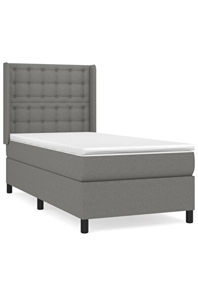 vidaxl Pat boxspring cu saltea, gri închis, 80 x 200 cm, textil