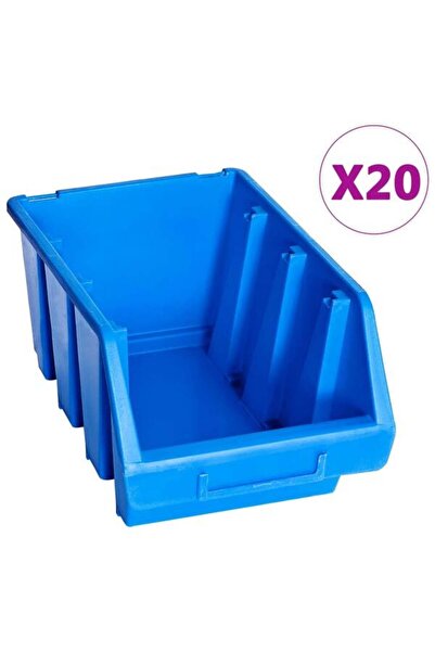 vidaxl Cutii de depozitare stivuibile, 20 buc., albastre, din plastic