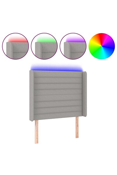 vidaxl Tăblie de pat cu LED, gri deschis, 93x16x118/128 cm, textil