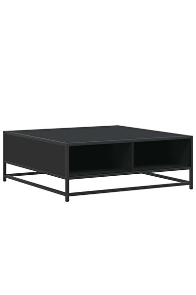 vidaxl Măsuță de cafea, negru, 80x80x30 cm, lemn prelucrat și metal