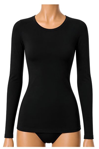 CHARM Yıldız Tekli Women's Crew Neck Lycra Long Sleeve T-Shirt Stretch Cotton...
