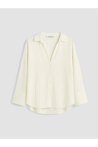 LC Waikiki Nevavm Striped Oversize Women's Shirt with a Difference