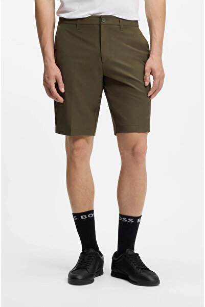 BOSS Men's Slim Fit Waterproof Flexible Fabric Khaki Shorts