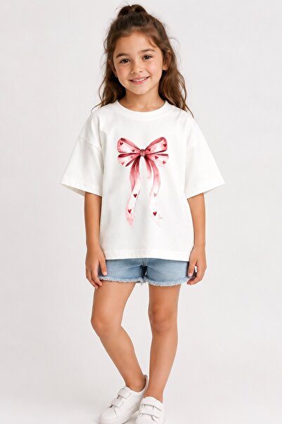 The Champ Clothing Tricou supradimensionat pentru fete, cu imprimeu cu fundă ...