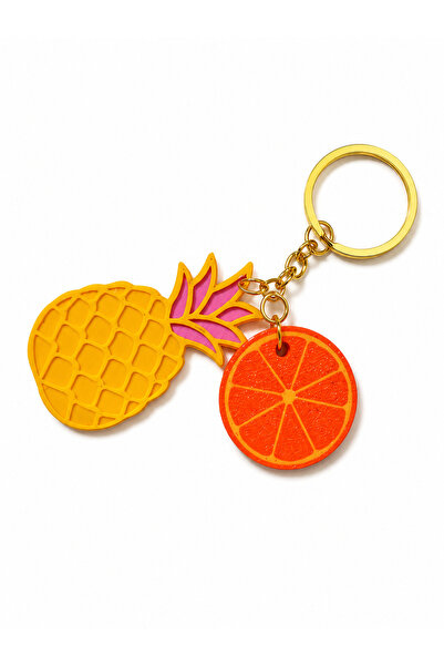 ARPAT NEXT 2-Piece Bag Charm and Keychain, Pineapple and Orange