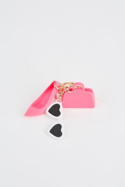 Vivaq Pink Mini Figured 3D Print Charm Bag Accessory Keychain