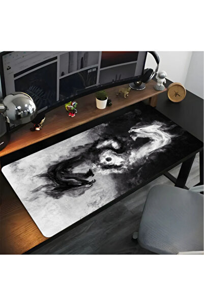 BA DIJITAL YIN YANG EJDERHA BASKILI 90X40 KAYMAZ TABAN MOUSEPAD