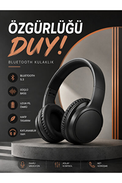 Lisinya Kulak Üstü Bluetooth Kulaklık Ayarlanabiilir Uzun Pil Ömrü Kablosuz 5...