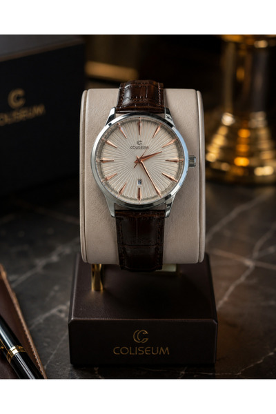 Coliseum YENİ SEZON Classic Series Erkek Kol Saati Rose Gold Detaylı Gümüş Ka...