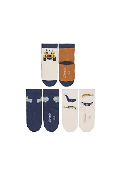 Sterntaler Set de 3 perechi de sosete, 85% bumbac, desene cu safari, Sterntal...