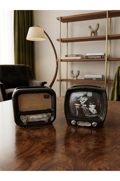 MUMDASH HOBİ SANAT ATÖLYESİ Mini nostalji televizyon ve radyo saksı kalemlik