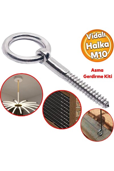 NSE 10 mm Halkalı Vida – Çelik Askı Vidası | Salıncak, Hamak, Beşik ve Tavan ...