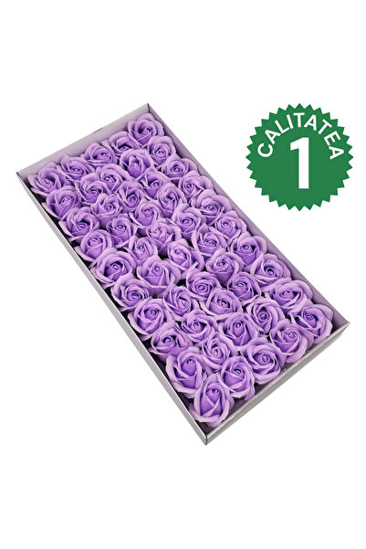 AFO Top Bottom Set of 50 Scented Soap Roses, Quality I, Purple