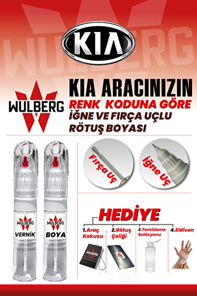 Wulberg KİA Boya Koduna Göre Rötuş Boyası + Vernik 25 ml İğne & Fırça Uçlu Ka...