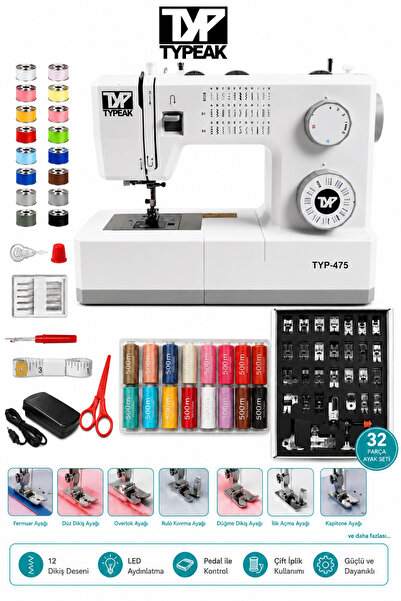 hodbehod Typeak 34 Desenli Ev Tipi Dikiş Makinası Düz Dikiş Zigzag Dekoratif ...