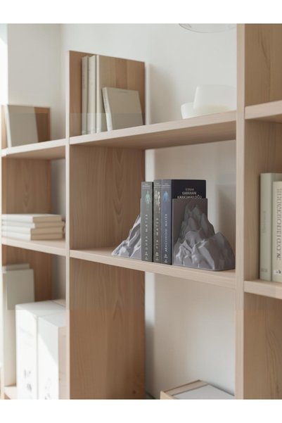 TODEKORA Mountain Design Book Holder Heavy Duty Decorative Book Support Gray Set of 2