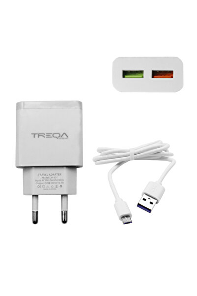 Treqa Γρήγορος Φορτιστής με 2 Θύρες USB 3.1A και Καλώδιο Micro USB 1μ CH-631-...