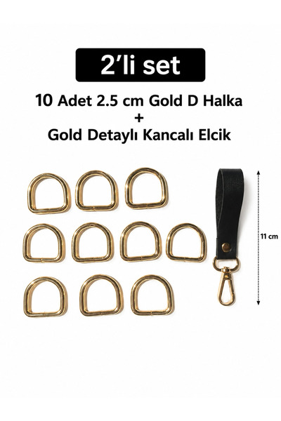 Alya trend طقم من 10 حلقات ذهبية فاتحة مقاس 2.5 سم + طقم من قطعتين بتفاصيل ذهبية