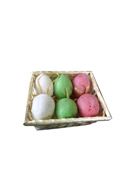 Goliat Set de 6 ouă cu suspensie în coș, Goliat, 6x4cm, decorative