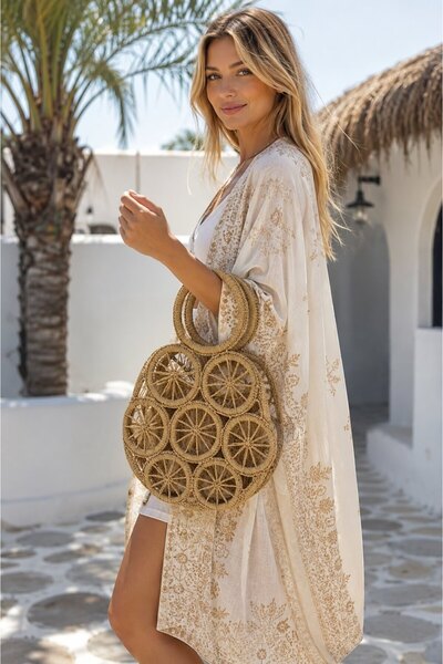Generic Brand Camel Hand Knitted Straw Women's Bag