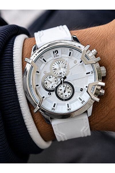 Weluxa Men's Wristwatch White Color Silicone Band Premium Design Gift Boxed
