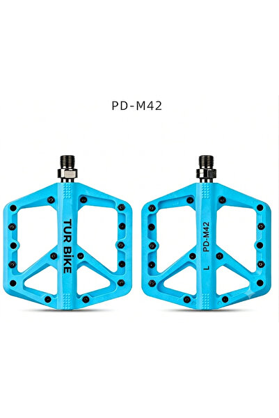 tur bike Mavi Rulmanlı, Kaymaz, Geniş Bisiklet Platform Pedalı 8 Çivili Plast...