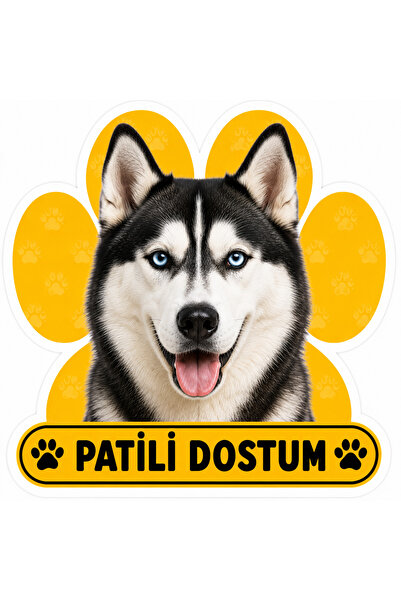 Parti Tasarla Pawed Friend Husky Dog Sticker Label |   20X15 cm Self-Adhesive...