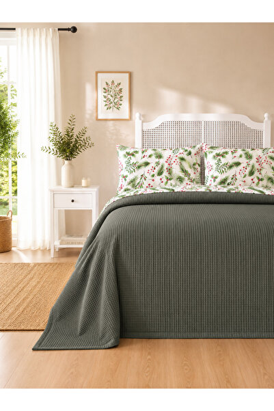 Esella Home | %100 Organic-Cotton | Çift Kişilik Pike Takımı 4 Parça | 200x220