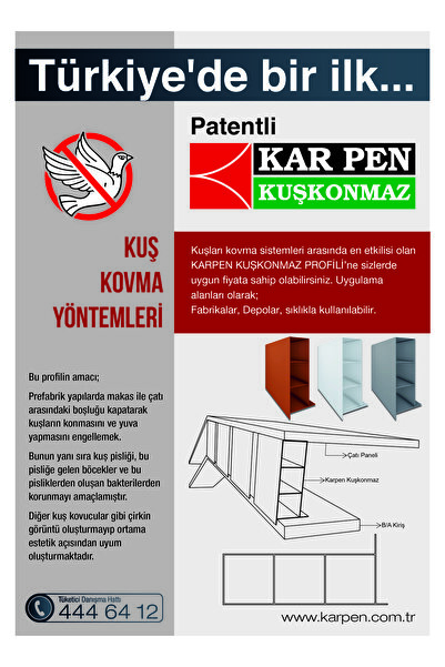 Karpen KUŞ KONMAZ PLASTİK ÇATI ALTI KAPATMA PROFİLİ 1 METRE
