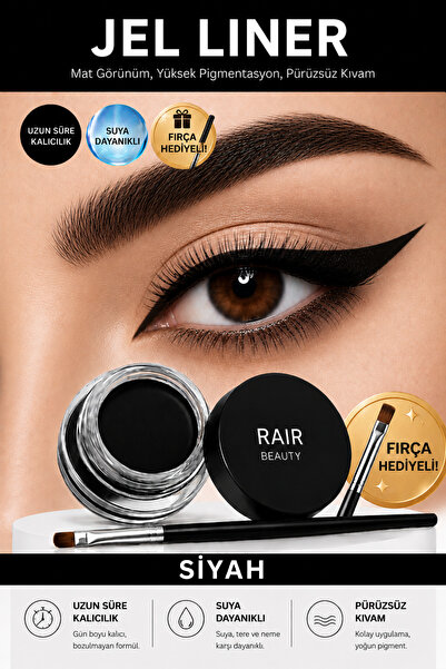RAİR BEAUTY Yüksek Pigmentli Suya Dayanıklı Uzun Süre Kalıcı Mat Jel Eyeliner...