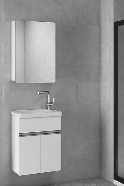 Alfa Banyo Miniço-b Ebeveyn 45 Cm X 28 Cm Ayna Dolaplı Seramik Lavabolu Mdf B...