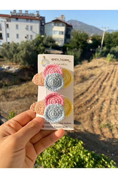Tasarım El Yapımı Kız Bebek ve Çocuk Örgü Çıtçıt Toka