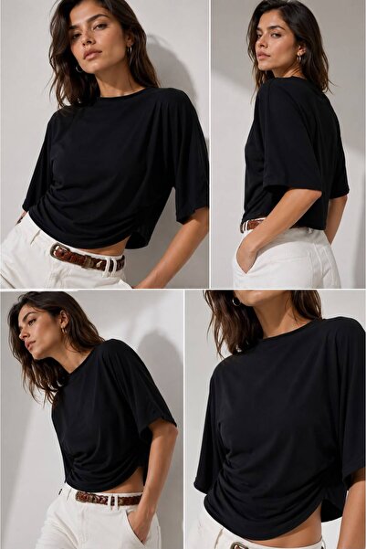 shopidik Modern Cut White T-Shirt - Oversized Look Stylish Casual Blouse