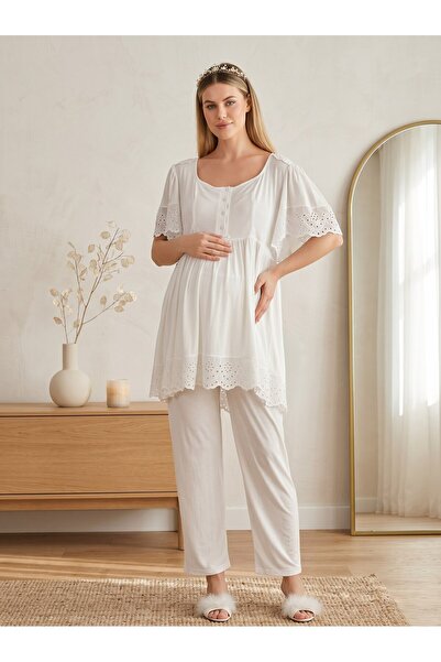 Lohussa New Season Ecru Fisto Linen Detailed Special Design 100% Cotton Summe...