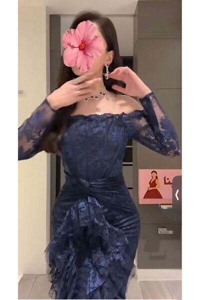 Lauren Navy blue lace corset dress