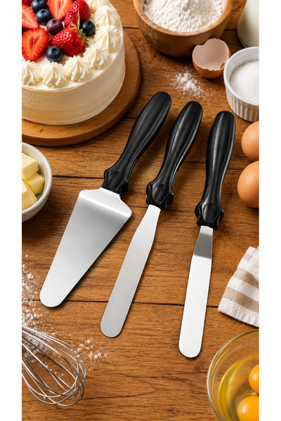 Destpak 3 Pcs Pastry Spatula Set - Stainless Steel Pastry Spatula - 3-Piece C...
