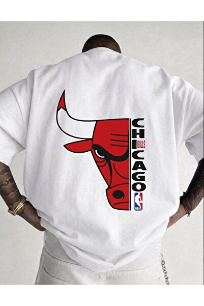 LELVANİ Unisex Colorful Chicago Bulls Printed Crewneck T-Shirt